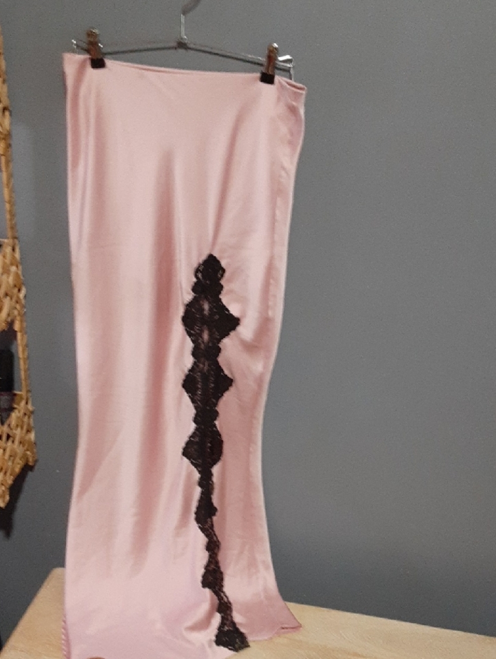 Victoria's Secret Pink Maxi Skirt with Black Lace Trim